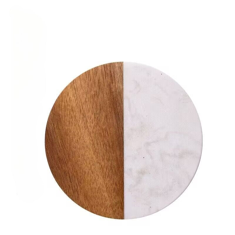 Marble and Wood Drink Coaster Modern Table Cup Mat