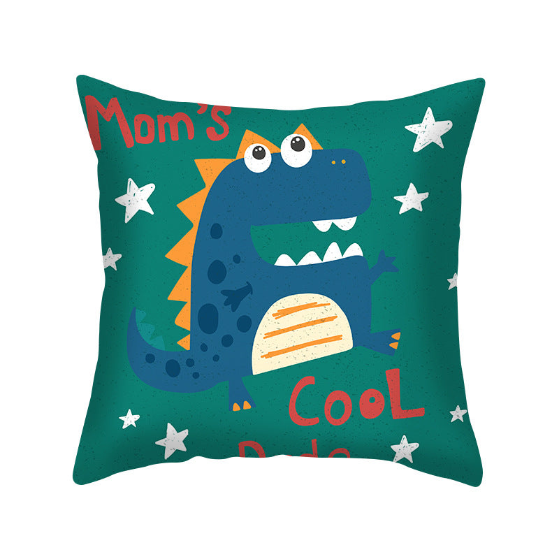 Cartoon Dinosaur Throw Pillow Cover 18x18 Sofa Decor Zipper