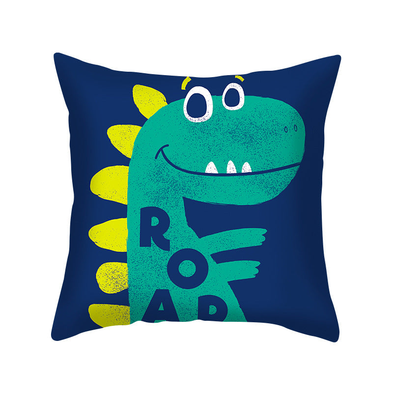 Cartoon Dinosaur Throw Pillow Cover 18x18 Sofa Decor Zipper