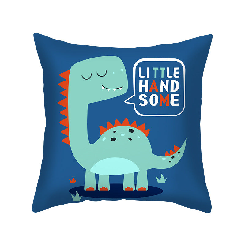 Cartoon Dinosaur Throw Pillow Cover 18x18 Sofa Decor Zipper
