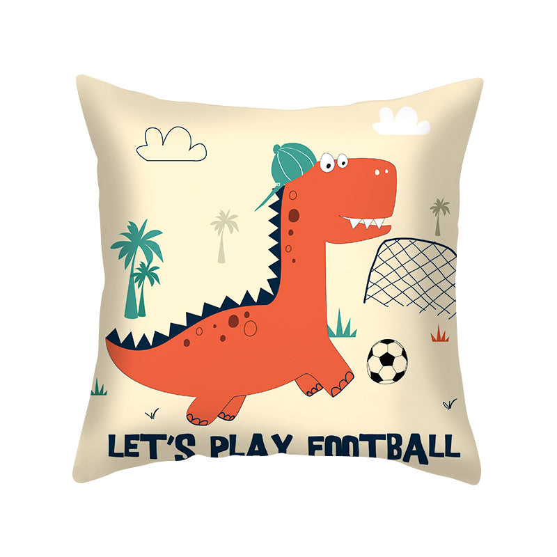 Cartoon Dinosaur Throw Pillow Cover 18x18 Sofa Decor Zipper