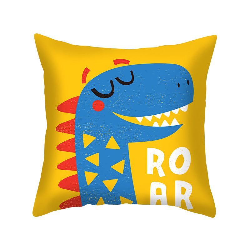 Cartoon Dinosaur Throw Pillow Cover 18x18 Sofa Decor Zipper