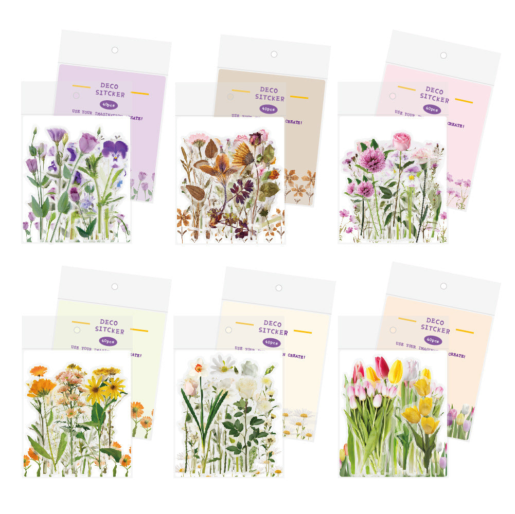 Botanical Flower Stickers Transparent PET Journal Set