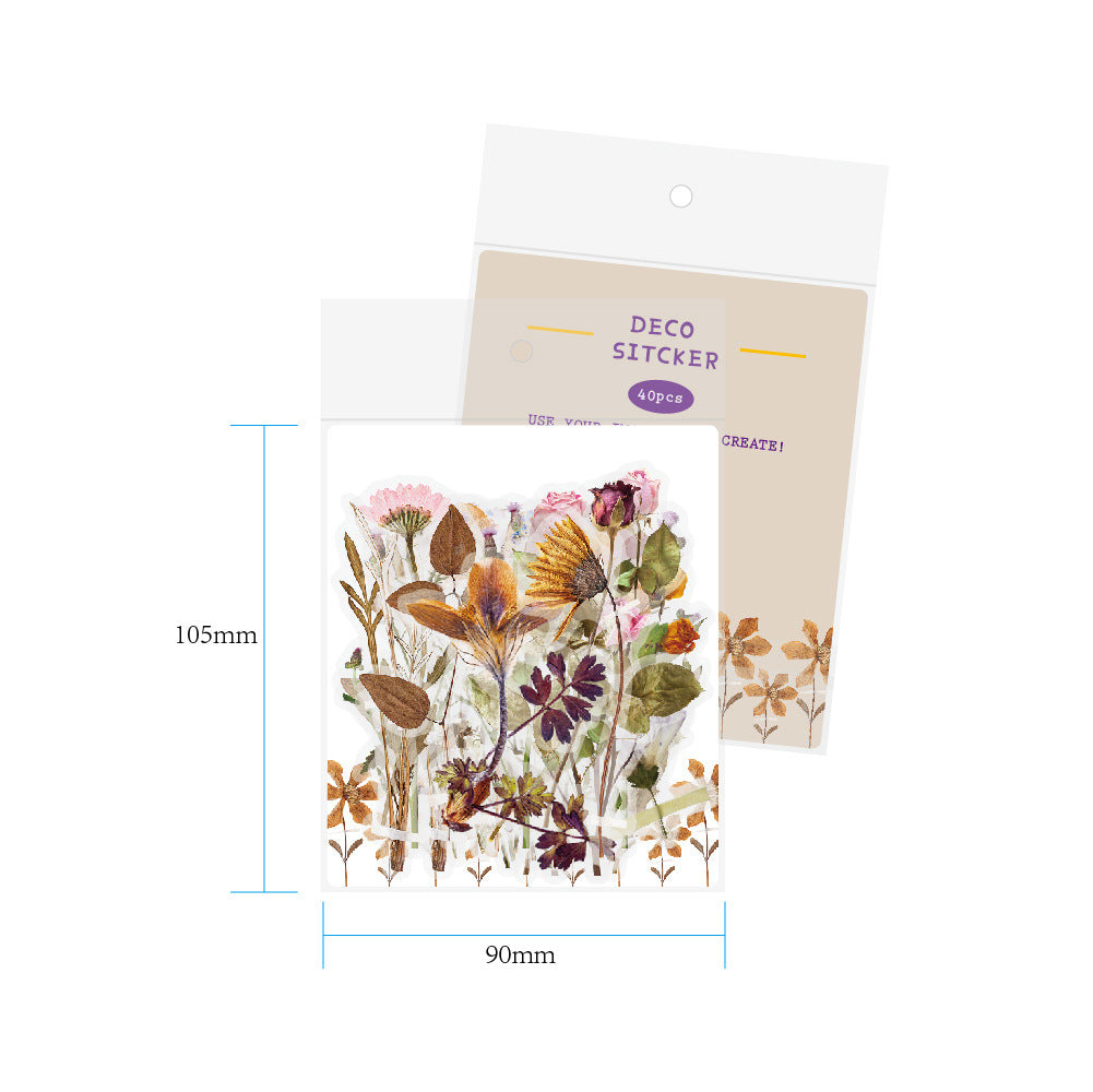 Botanical Flower Stickers Transparent PET Journal Set