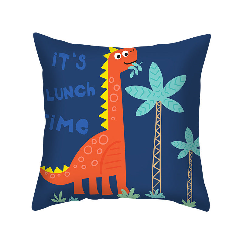 Cartoon Dinosaur Throw Pillow Cover 18x18 Sofa Decor Zipper