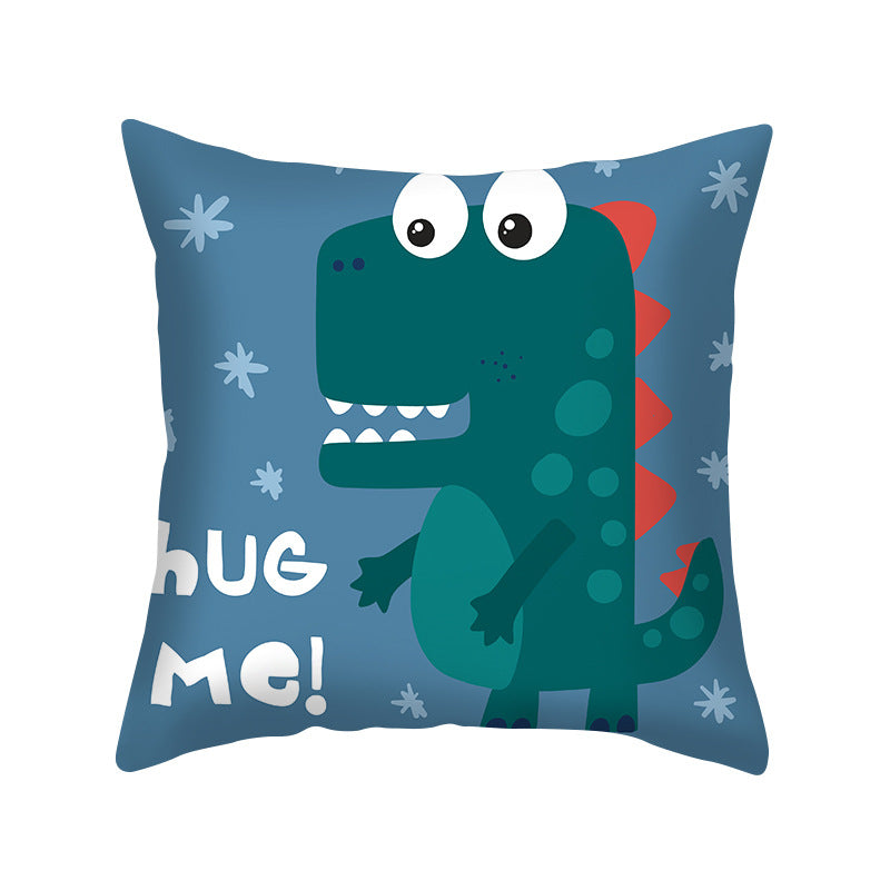Cartoon Dinosaur Throw Pillow Cover 18x18 Sofa Decor Zipper