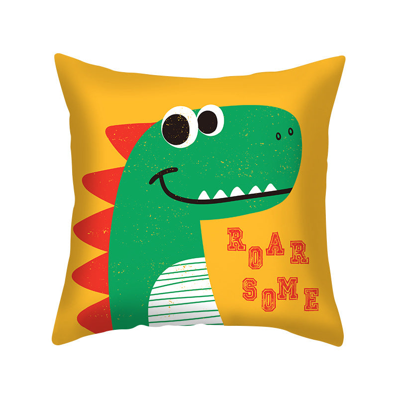 Cartoon Dinosaur Throw Pillow Cover 18x18 Sofa Decor Zipper