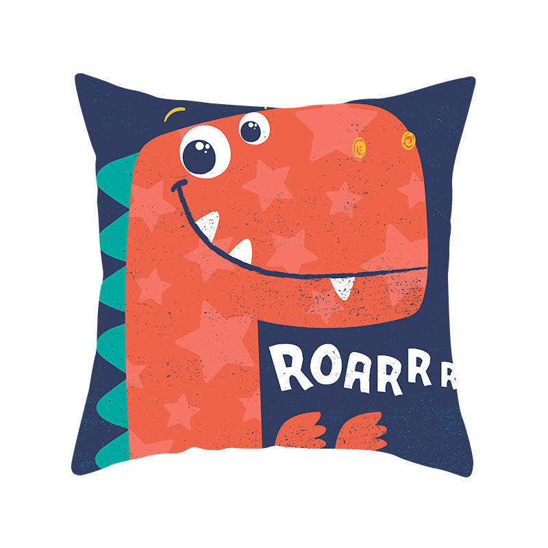 Cartoon Dinosaur Throw Pillow Cover 18x18 Sofa Decor Zipper