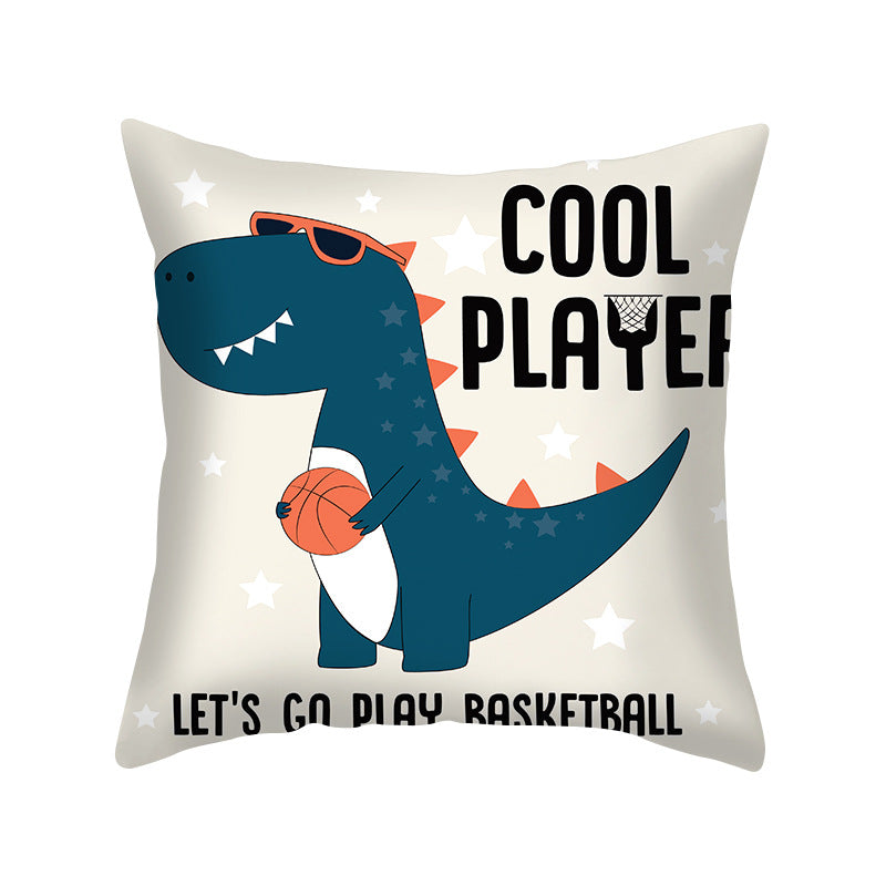 Cartoon Dinosaur Throw Pillow Cover 18x18 Sofa Decor Zipper
