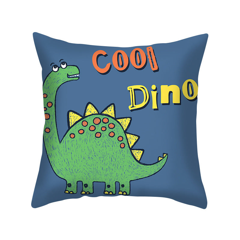 Cartoon Dinosaur Throw Pillow Cover 18x18 Sofa Decor Zipper