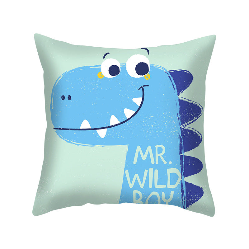 Cartoon Dinosaur Throw Pillow Cover 18x18 Sofa Decor Zipper