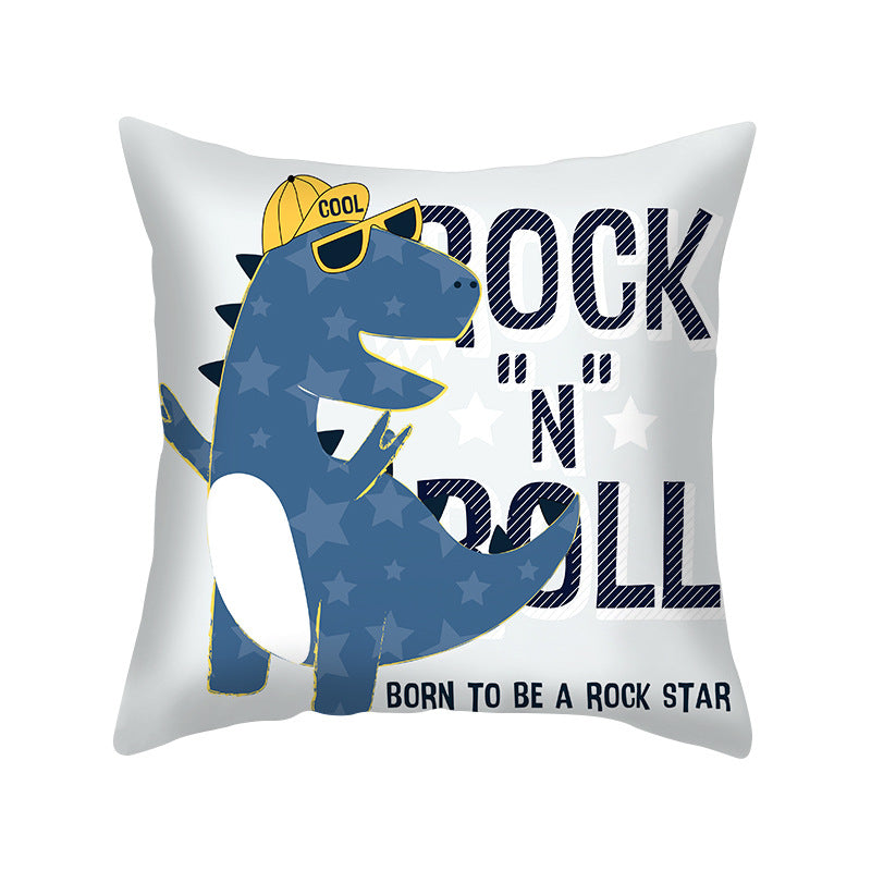 Cartoon Dinosaur Throw Pillow Cover 18x18 Sofa Decor Zipper