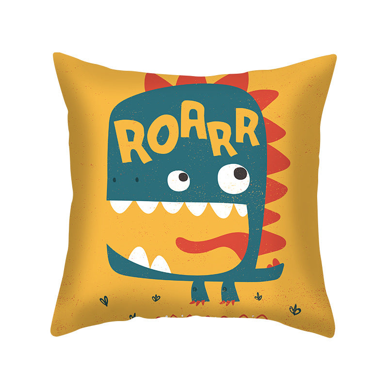 Cartoon Dinosaur Throw Pillow Cover 18x18 Sofa Decor Zipper