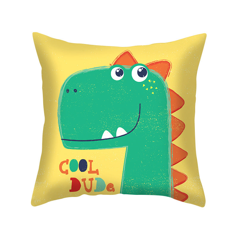 Cartoon Dinosaur Throw Pillow Cover 18x18 Sofa Decor Zipper