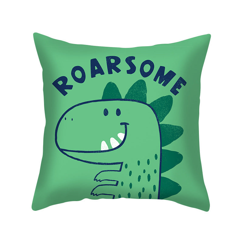 Cartoon Dinosaur Throw Pillow Cover 18x18 Sofa Decor Zipper