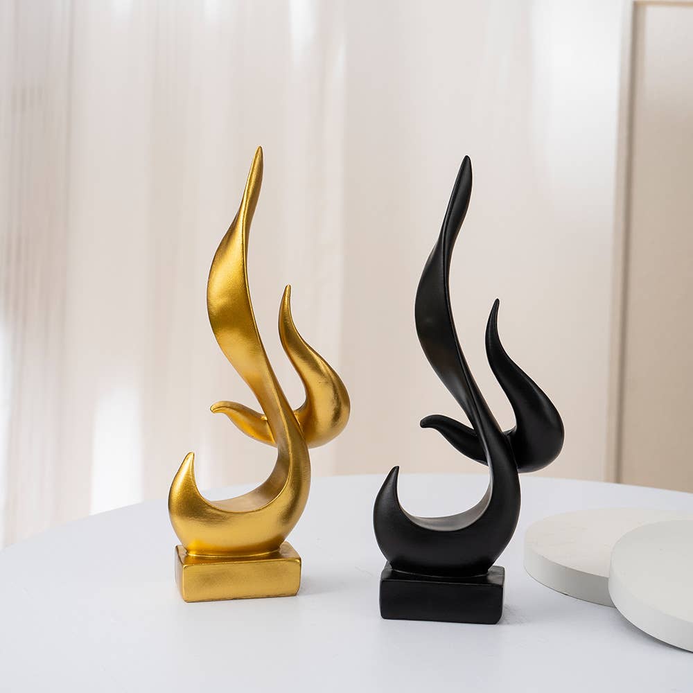 Modern Abstract Flame Resin Sculpture Home Office Decor