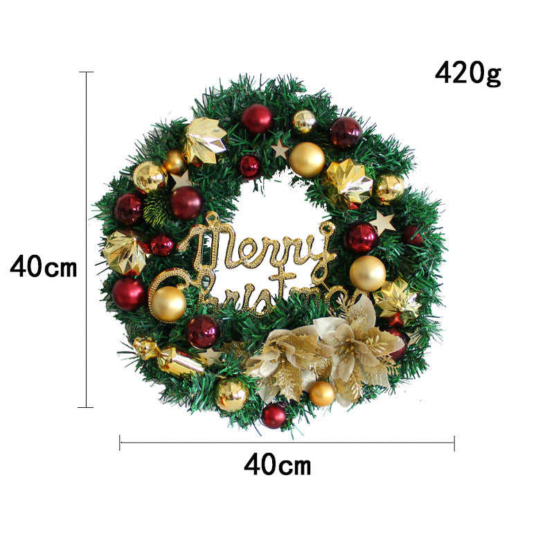 Christmas Wreath with Red Bow and Ornaments Door Decor