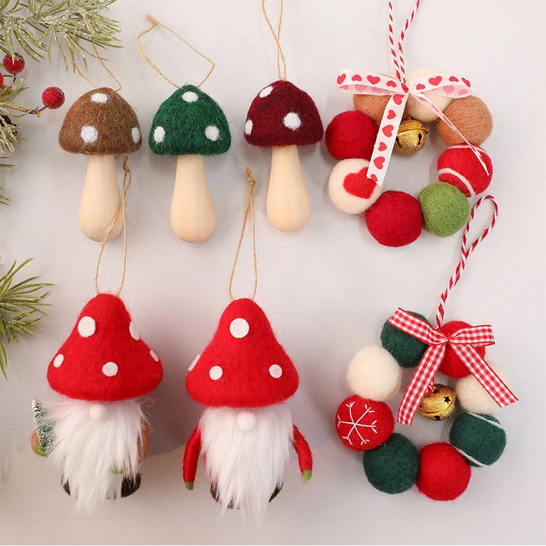 Felt Mushroom Hanging Ornament Woodland Christmas Decor