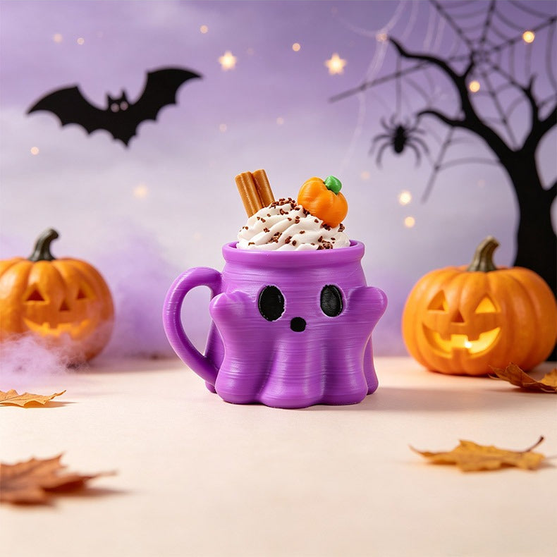 Halloween 3D Printed PLA Ghost Ice Cream Cup Keychain Fidget Charm