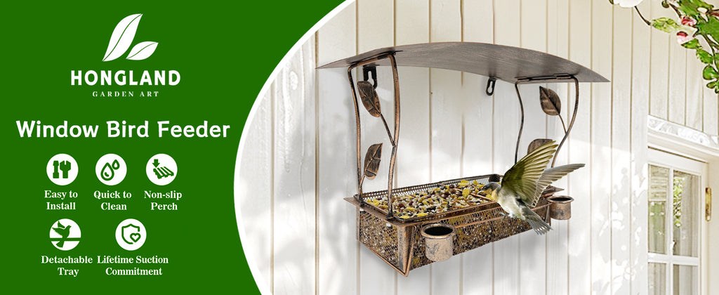 Metal Leaf Hanging Bird Feeder Outdoor Garden Decor