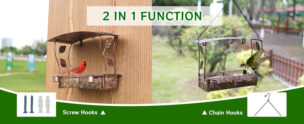 Metal Leaf Hanging Bird Feeder Outdoor Garden Decor
