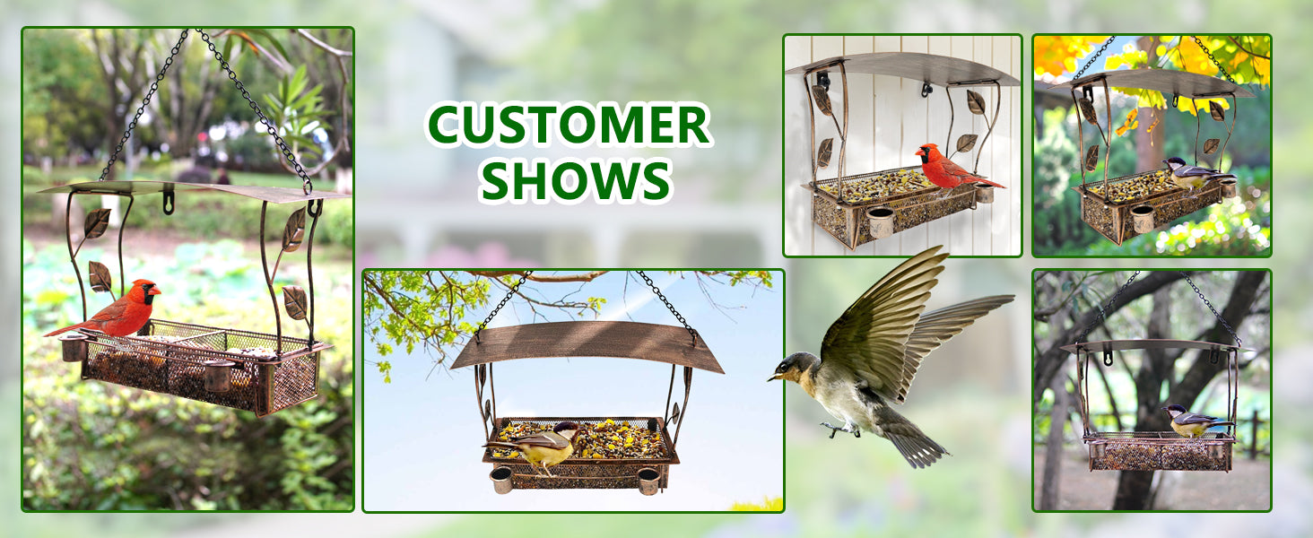 Metal Leaf Hanging Bird Feeder Outdoor Garden Decor