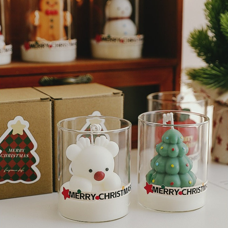 Christmas Glass Cup Scented Candle Holiday Decorative Gift