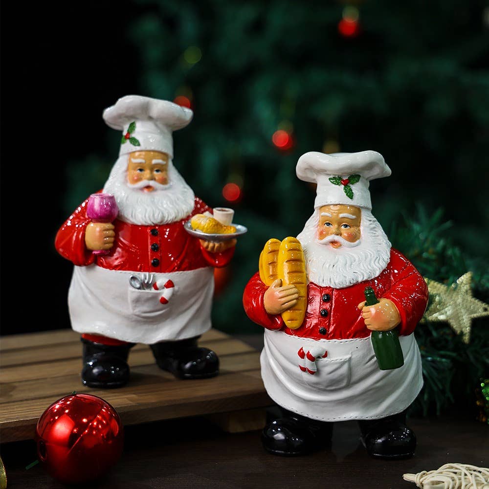 Chef Santa Claus Resin Figurine Christmas Table Decor