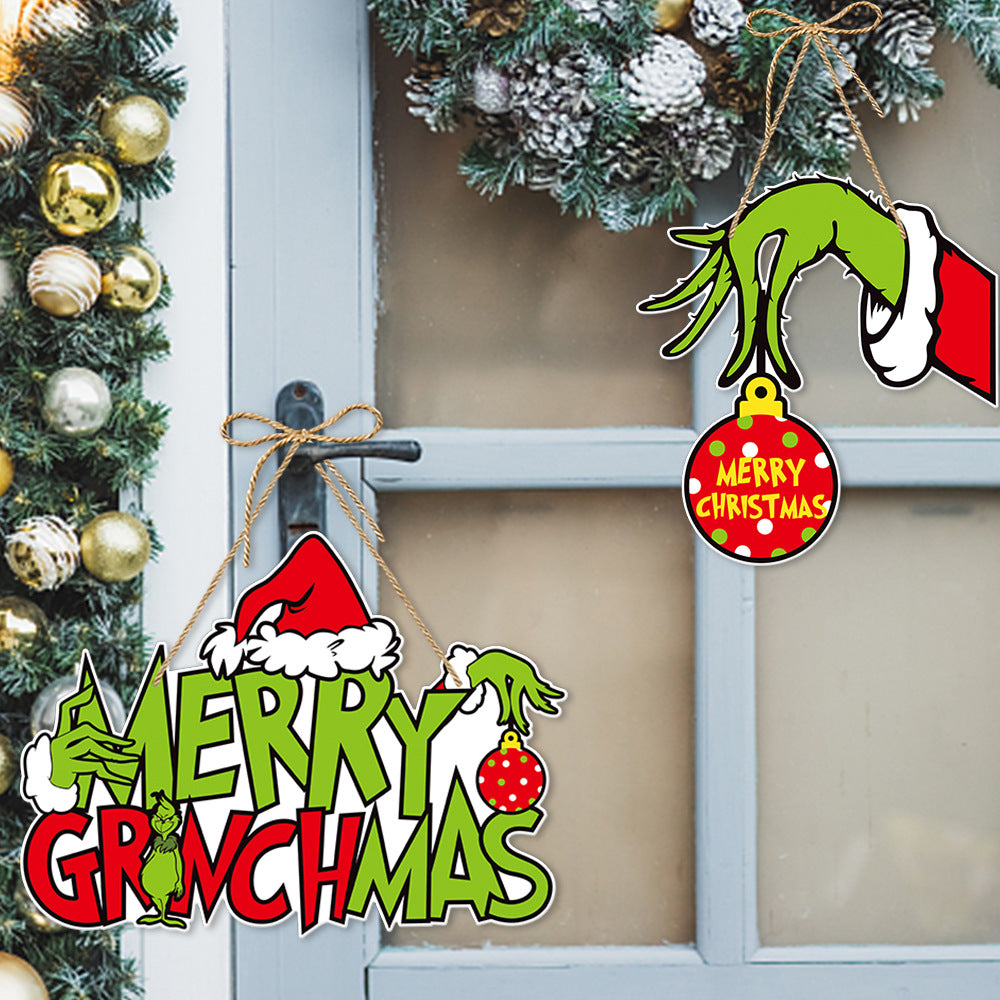 Christmas Cartoon Door Hanger Holiday Party Decor