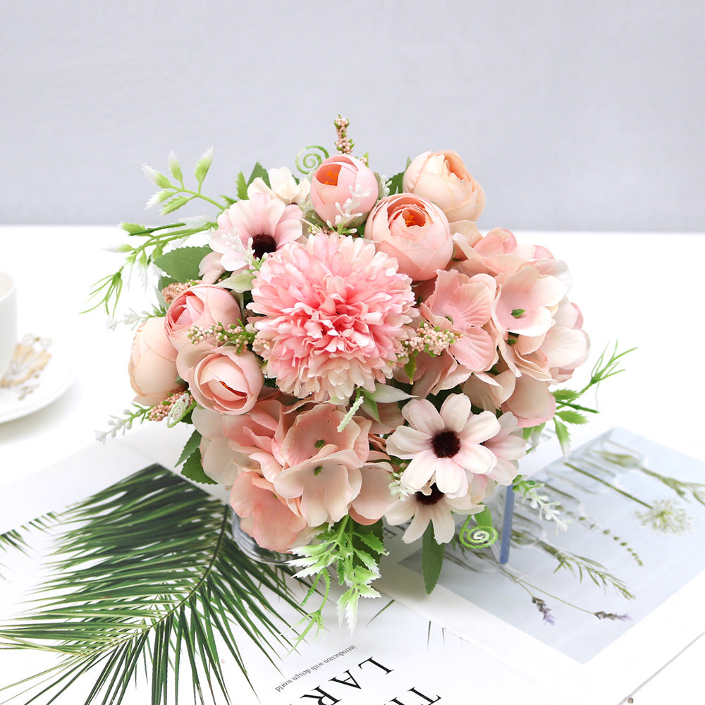 Valentine 7-Stem Nordic Faux Peony Hydrangea Allium Bouquet