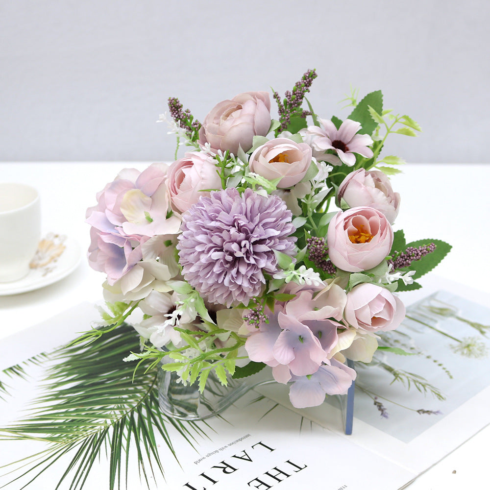 Valentine 7-Stem Nordic Faux Peony Hydrangea Allium Bouquet