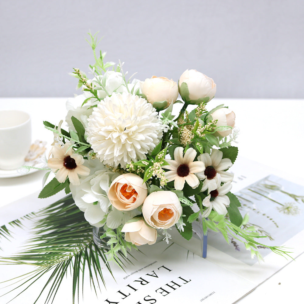Valentine 7-Stem Nordic Faux Peony Hydrangea Allium Bouquet