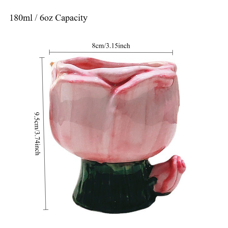 Tulip Ceramic Candle Holder Floral Tabletop Decor