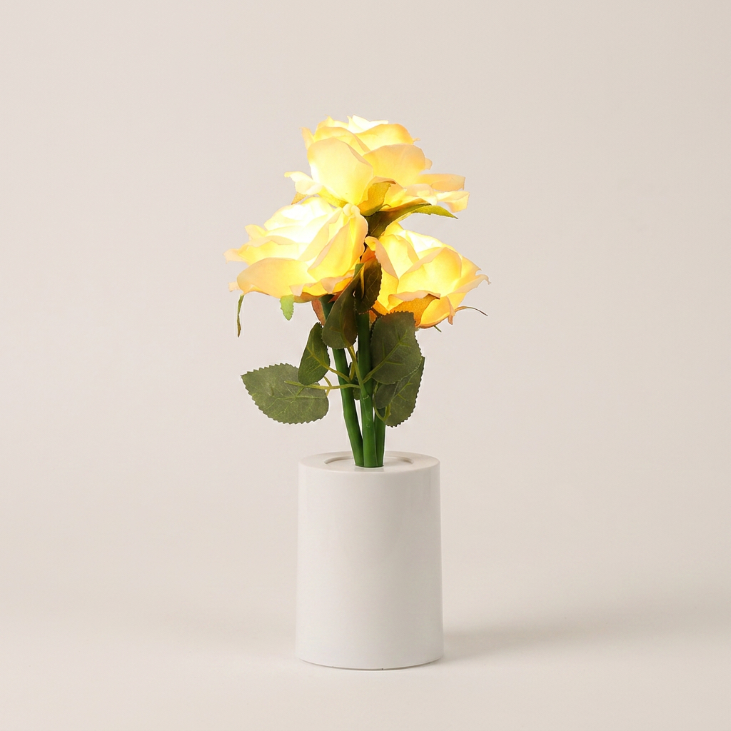 LED Rose Flower Night Light Table Lamp Bedroom Decor