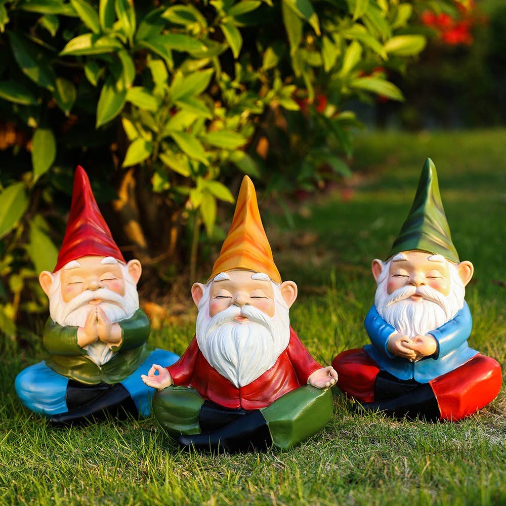 Meditating Garden Gnome Resin Figurine Outdoor Yard Decor