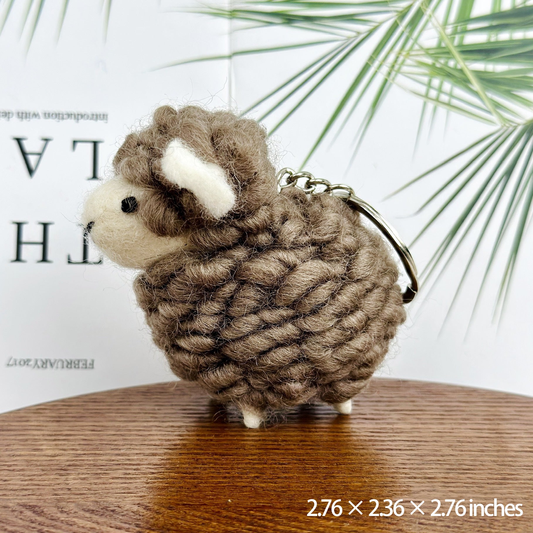 Handmade Wool Felt Sheep Keychain Plush Animal Charm