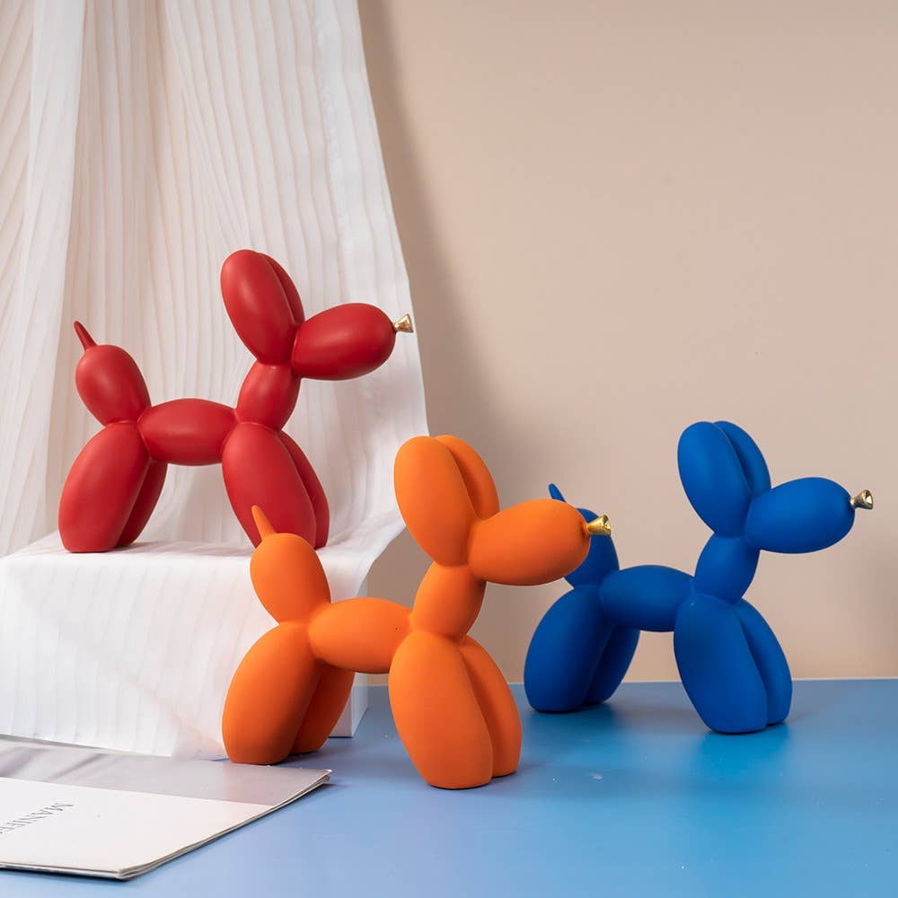 Balloon Dog Resin Figurine with Gold Nose Cute Home Decor