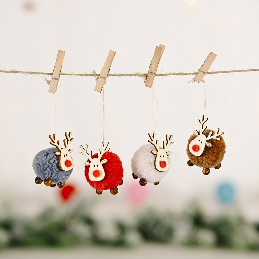 Felt Pom Pom Reindeer Christmas Tree Ornaments