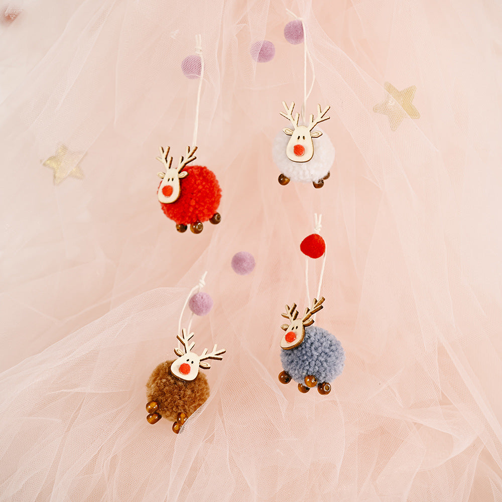 Felt Pom Pom Reindeer Christmas Tree Ornaments