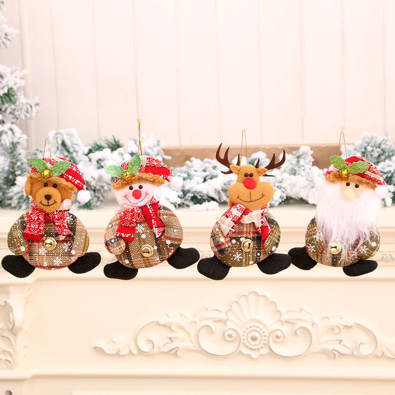 Plush Christmas Tree Hanging Decorations Santa Snowman Set