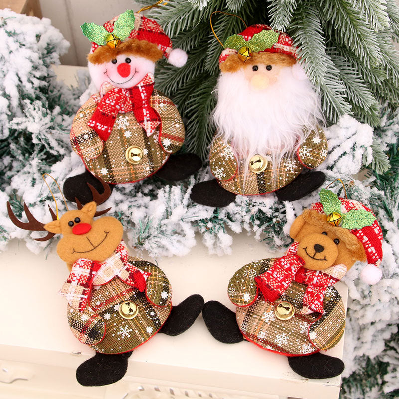 Plush Christmas Tree Hanging Decorations Santa Snowman Set