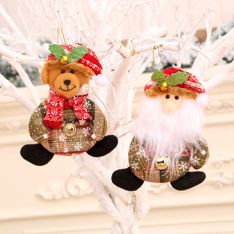 Plush Christmas Tree Hanging Decorations Santa Snowman Set