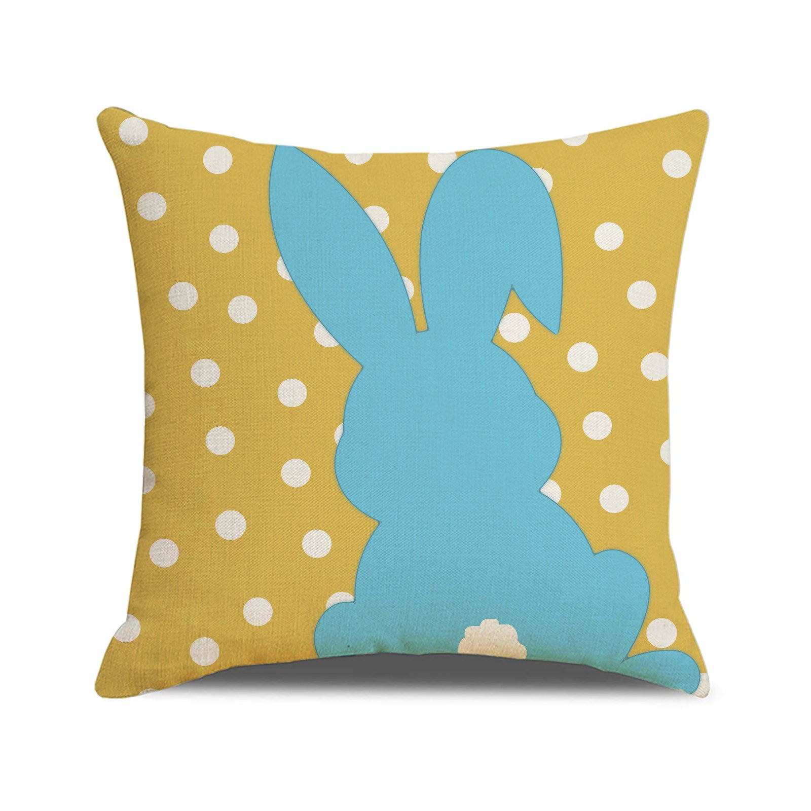 Easter Bunny Linen Throw Pillow Cover 18x18 Sofa Decor
