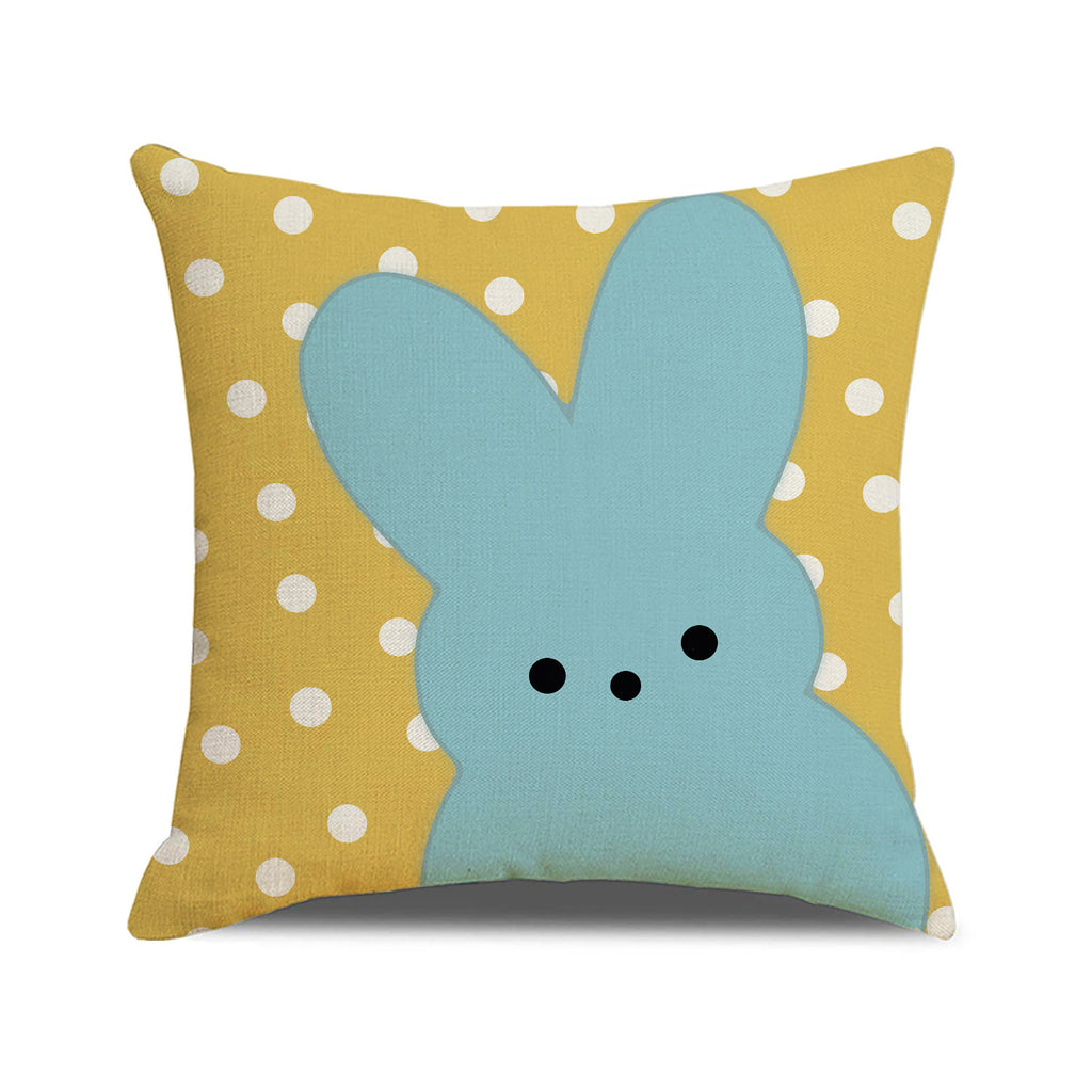 Easter Bunny Linen Throw Pillow Cover 18x18 Sofa Decor