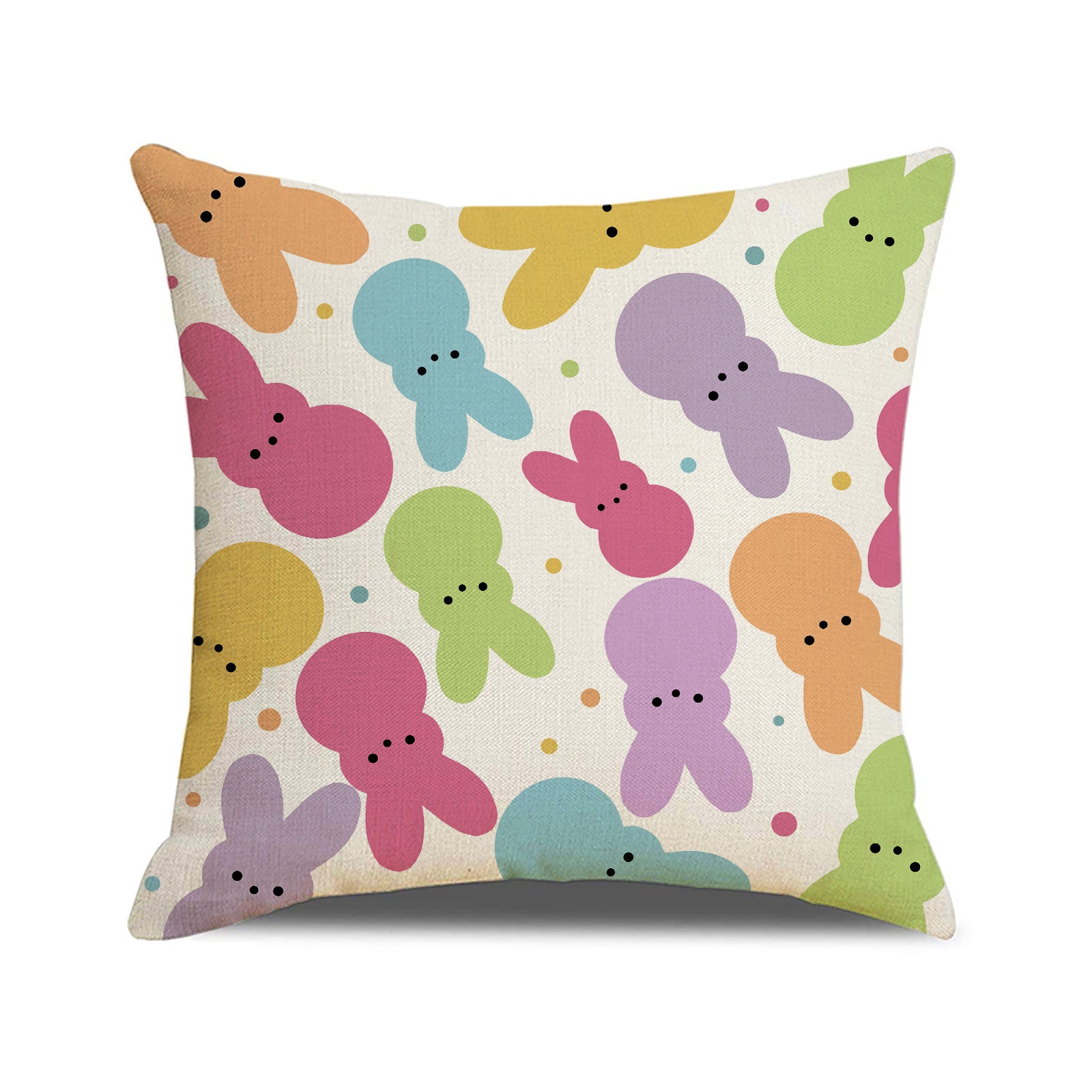 Easter Bunny Linen Throw Pillow Cover 18x18 Sofa Decor