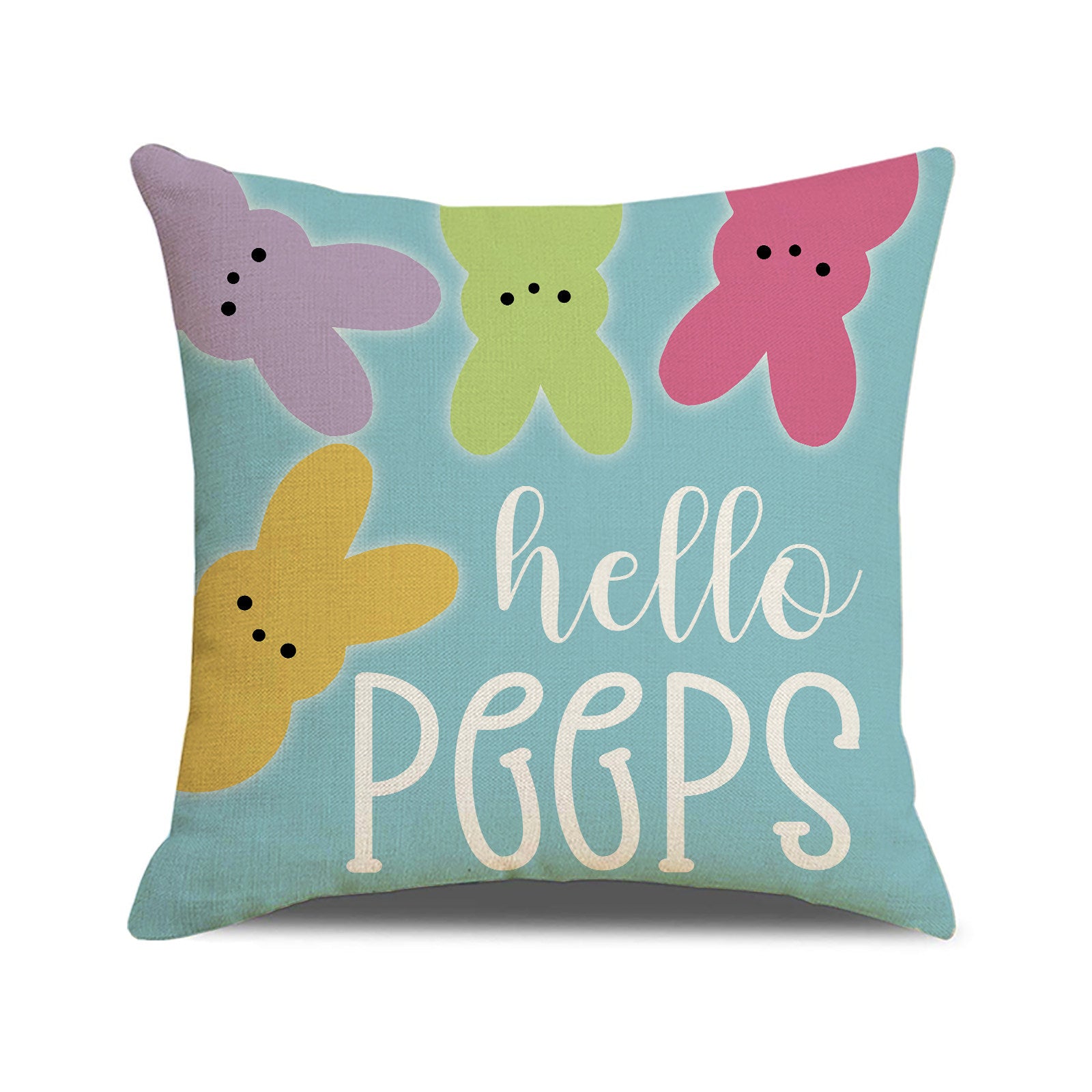 Easter Bunny Linen Throw Pillow Cover 18x18 Sofa Decor