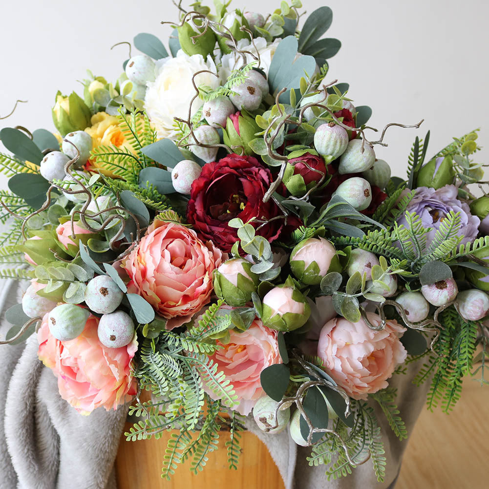 Valentine Peony Rose Faux Bouquet Nordic Home Decor