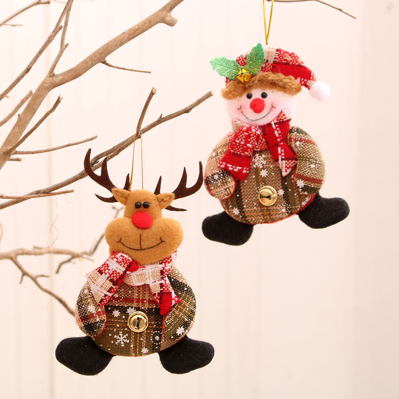 Plush Christmas Tree Hanging Decorations Santa Snowman Set