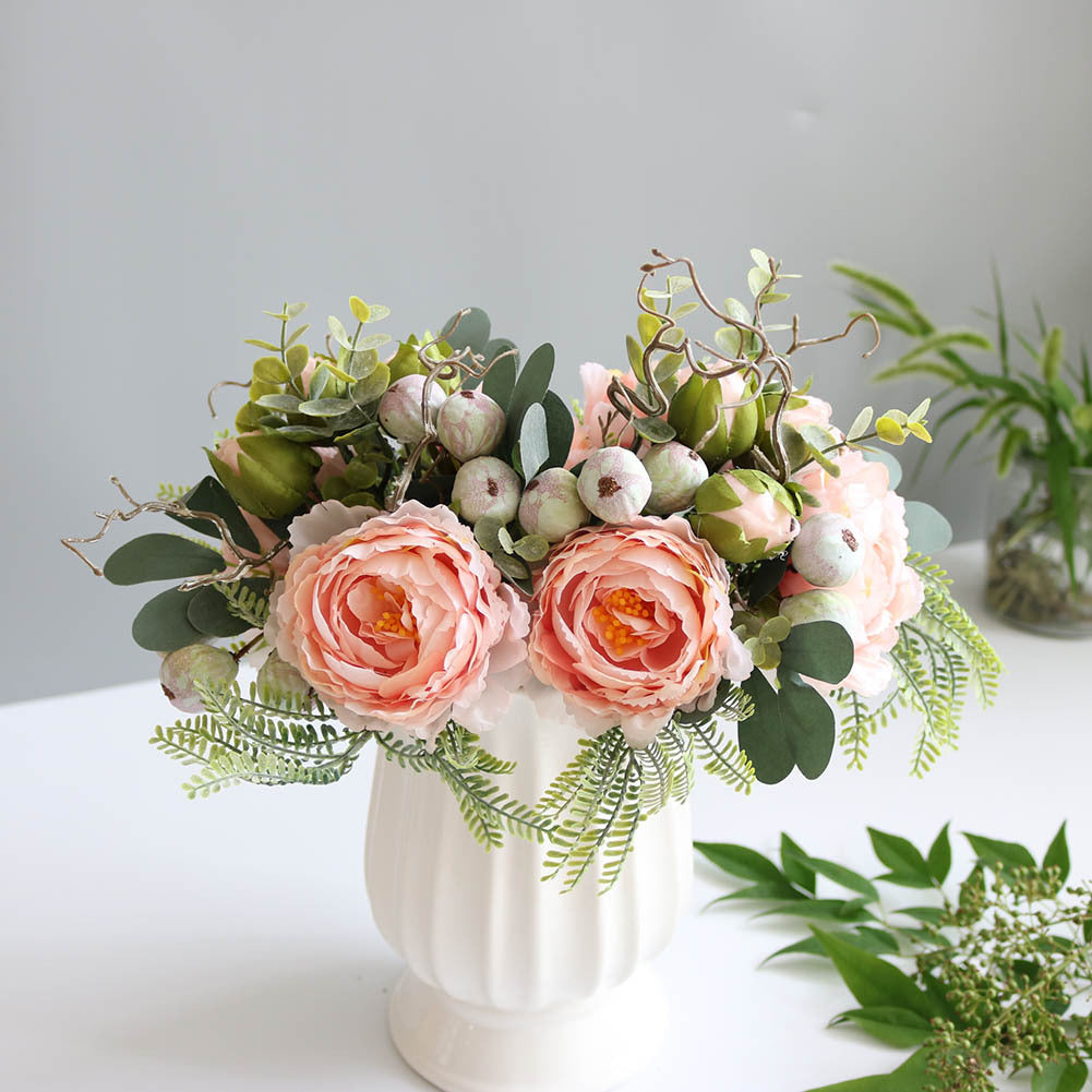 Valentine Peony Rose Faux Bouquet Nordic Home Decor