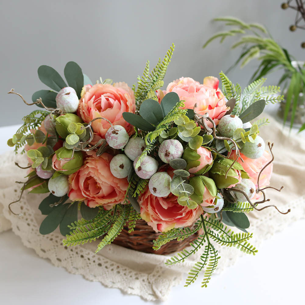 Valentine Peony Rose Faux Bouquet Nordic Home Decor